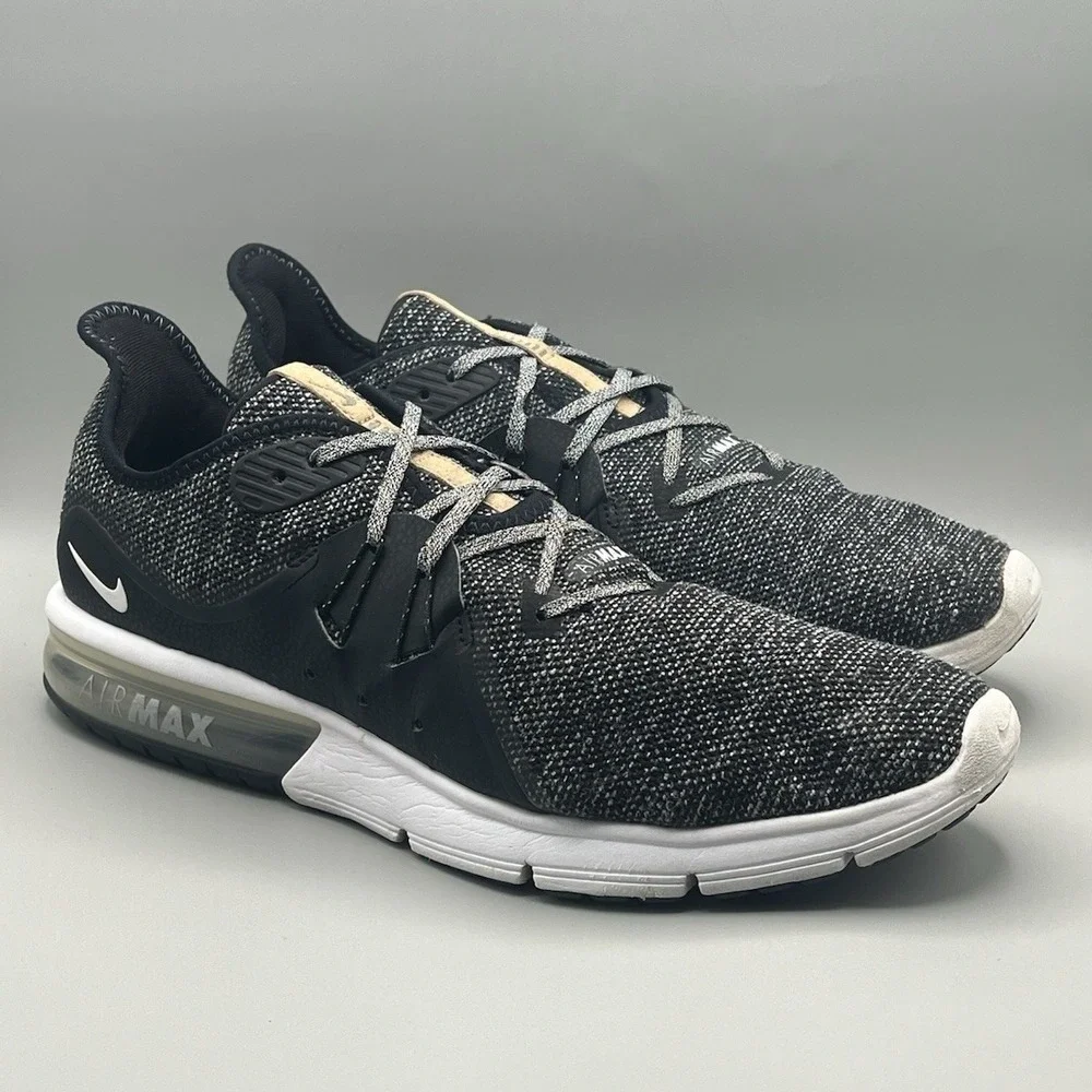 Nike Air‎ Max Sequent 3 Grey Black White Running Shoes - Men's Size 13 USED
